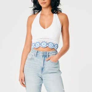 Hollister Crochet V-Neck Halter Top